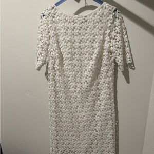 Tahari White Sheath Midi Dress Short Sleeve Crew Neck